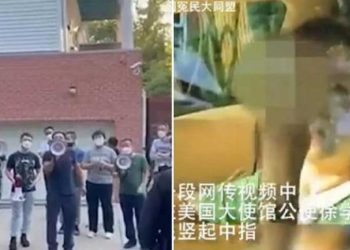 中共駐美女公使對抗議民眾比中指 網友：臉都丟盡了