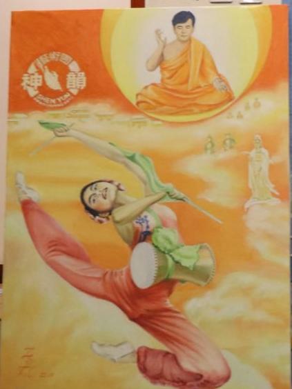 李先生向記者展示了他的兩幅作品的照片，經同意願意分享給公眾，更作為獻給“法輪大法日”的禮物。（圖片來源：李先生提供）