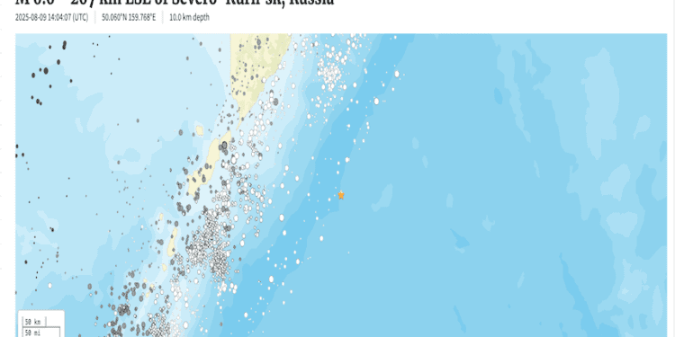 俄千島群島外海再次發生6.0級地震 過去一周10次