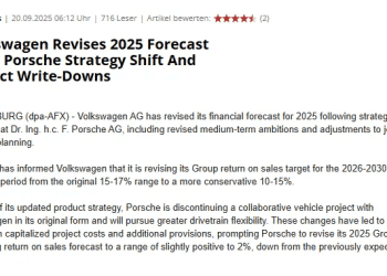 旗下戰略調整 外部地緣政治影響 大眾汽車再次下調利潤指引
