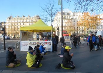 法國多地信息日活動 民眾支持法輪功