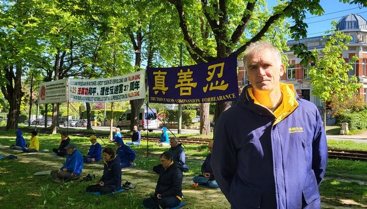 比利時法輪大法協會負責人尼克（攝影/陳亦然）
