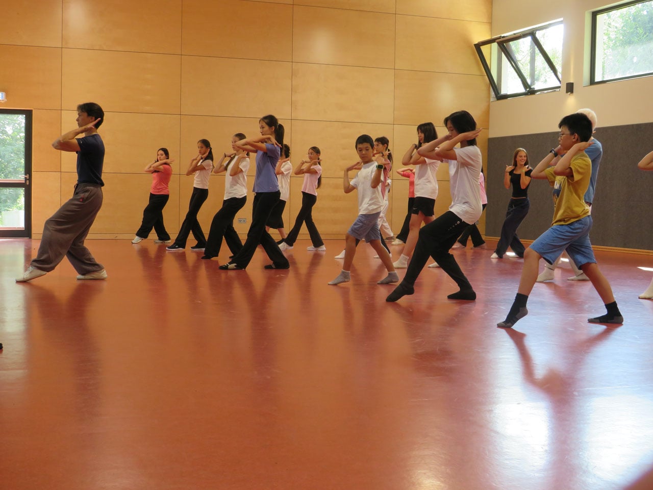 圖6:年齡較大的孩子和青少年學習武術。教練為曾獲二零二四年新唐人全世界中華傳統武術大賽金獎德國選手歐陽德客(Eike Opfermann)。(明慧網)